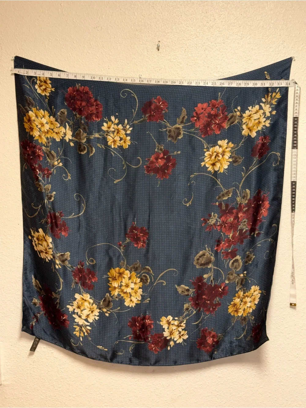 ECHO Floral Blue scarf silk Yellow & Red Flowers